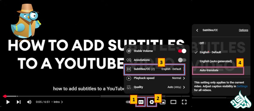 فعال سازی زیرنویس در برنامه یوتیوب